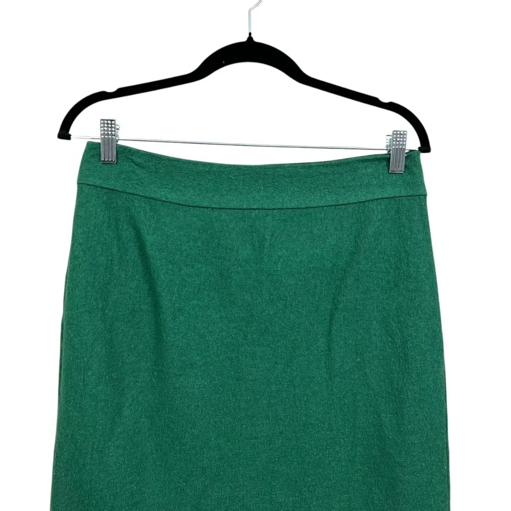 Banana Republic Women Wool Blend Pencil Skirt Lined Full Gold Zipper Green 6P*